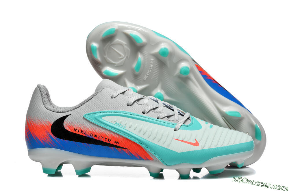 Nike Phantom 6 Low Elite FG Firm Ground Soccer Cleats - Gray/Aqua Blue/Coral Orange 1