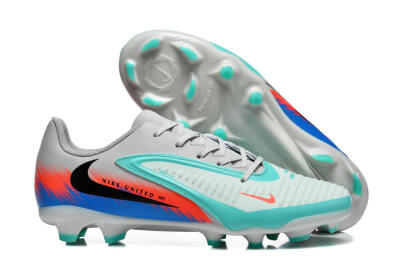 Nike Phantom 6 Low Elite FG Firm Ground Soccer Cleats - Gray/Aqua Blue/Coral Orange