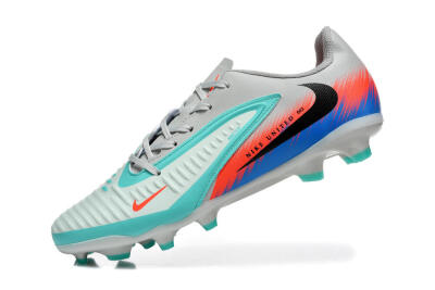 Nike Phantom 6 Low Elite FG Firm Ground Soccer Cleats - Gray/Aqua Blue/Coral Orange