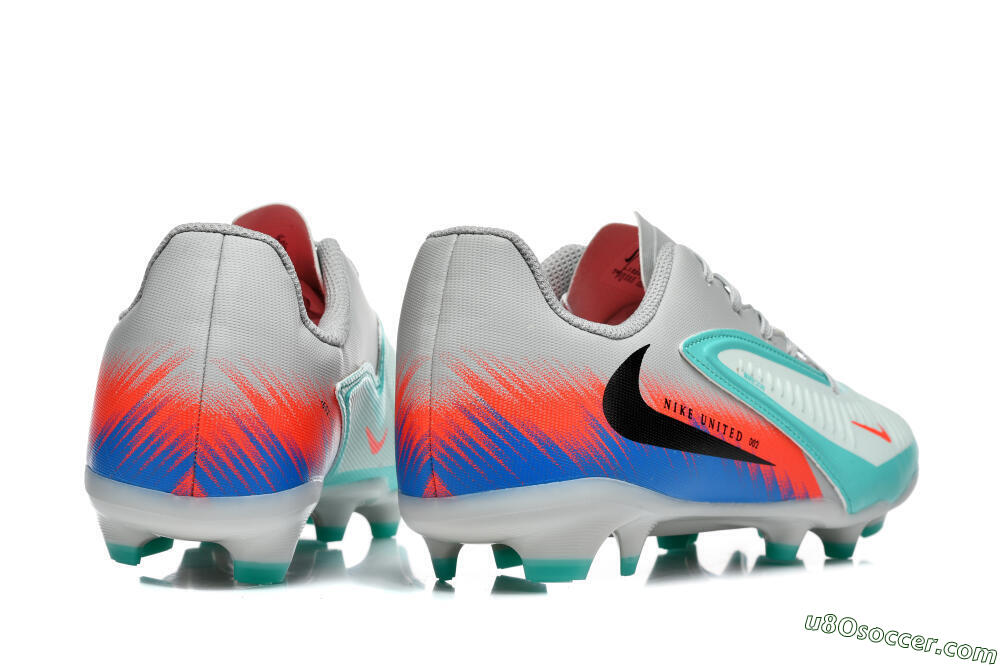 Nike Phantom 6 Low Elite FG Firm Ground Soccer Cleats - Gray/Aqua Blue/Coral Orange 9