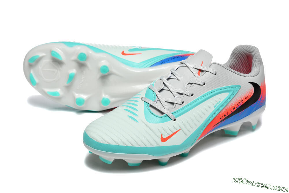Nike Phantom 6 Low Elite FG Firm Ground Soccer Cleats - Gray/Aqua Blue/Coral Orange 3