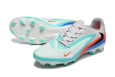 Nike Phantom 6 Low Elite FG Firm Ground Soccer Cleats - Gray/Aqua Blue/Coral Orange
