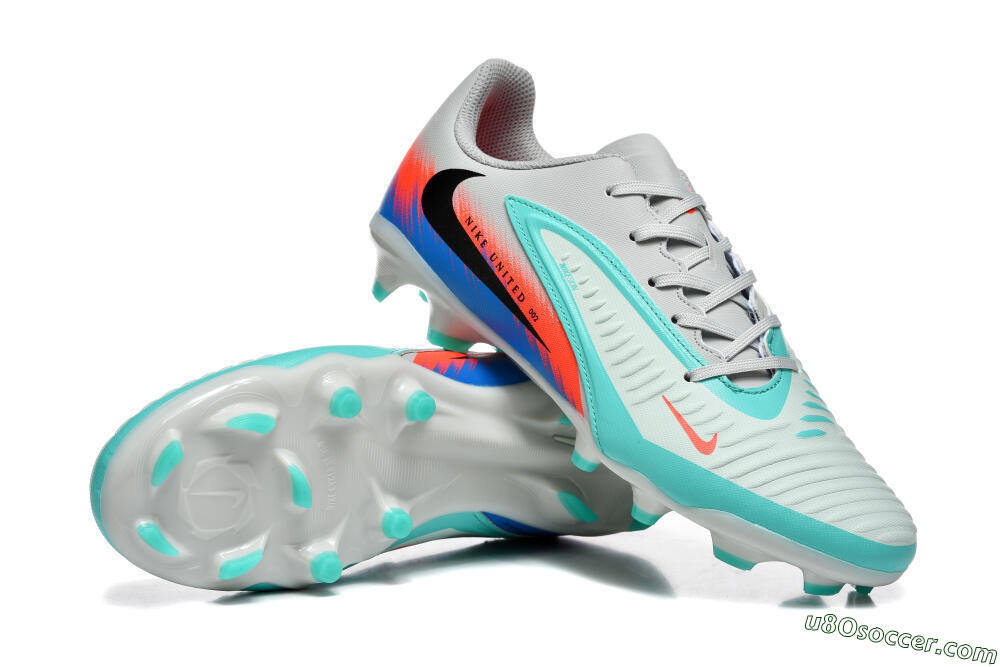 Nike Phantom 6 Low Elite FG Firm Ground Soccer Cleats - Gray/Aqua Blue/Coral Orange 4