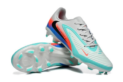 Nike Phantom 6 Low Elite FG Firm Ground Soccer Cleats - Gray/Aqua Blue/Coral Orange