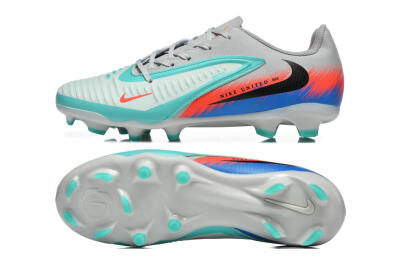 Nike Phantom 6 Low Elite FG Firm Ground Soccer Cleats - Gray/Aqua Blue/Coral Orange
