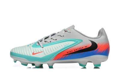 Nike Phantom 6 Low Elite FG Firm Ground Soccer Cleats - Gray/Aqua Blue/Coral Orange