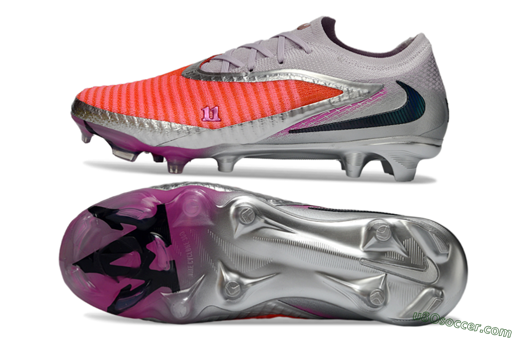 Nike Phantom 6 Low Elite FG Firm Ground Soccer Cleats - Orange/Electric Pink/Metallic Silver 0