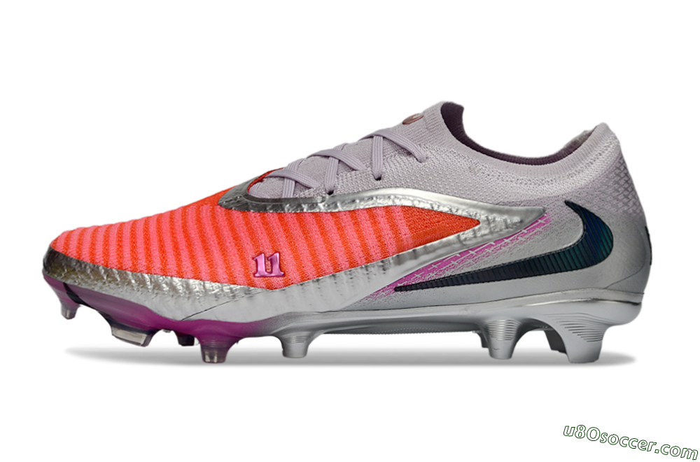 Nike Phantom 6 Low Elite FG Firm Ground Soccer Cleats - Orange/Electric Pink/Metallic Silver 2