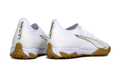 Puma Ultra Ultimate TF Artificial Turf Soccer Shoes - White/Golden Touch/Tan Sole