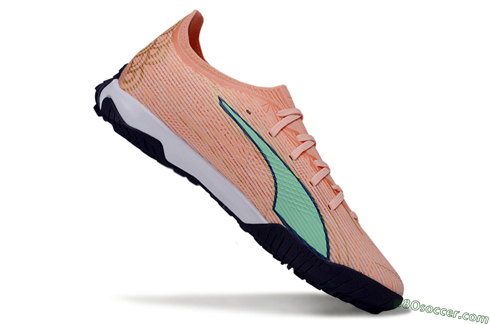 Puma Ultra Ultimate TF Artificial Turf Soccer Shoes - Peach/Mint Green/Navy Blue 4