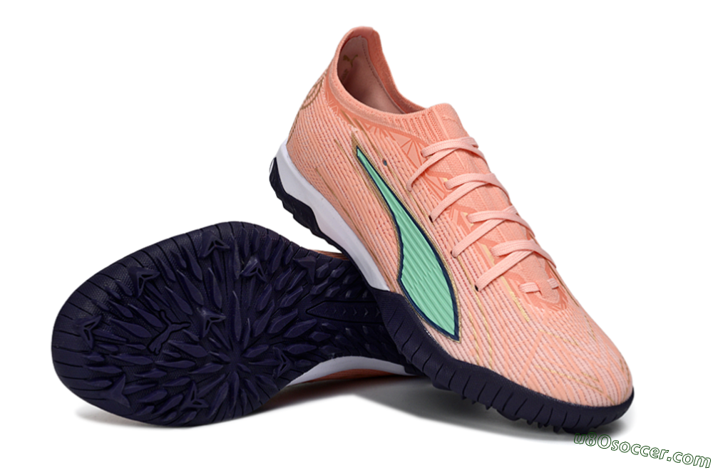 Puma Ultra Ultimate TF Artificial Turf Soccer Shoes - Peach/Mint Green/Navy Blue 3