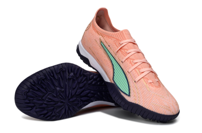 Puma Ultra Ultimate TF Artificial Turf Soccer Shoes - Peach/Mint Green/Navy Blue