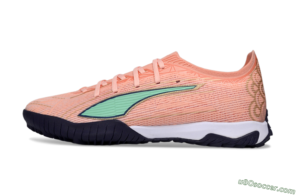 Puma Ultra Ultimate TF Artificial Turf Soccer Shoes - Peach/Mint Green/Navy Blue 2