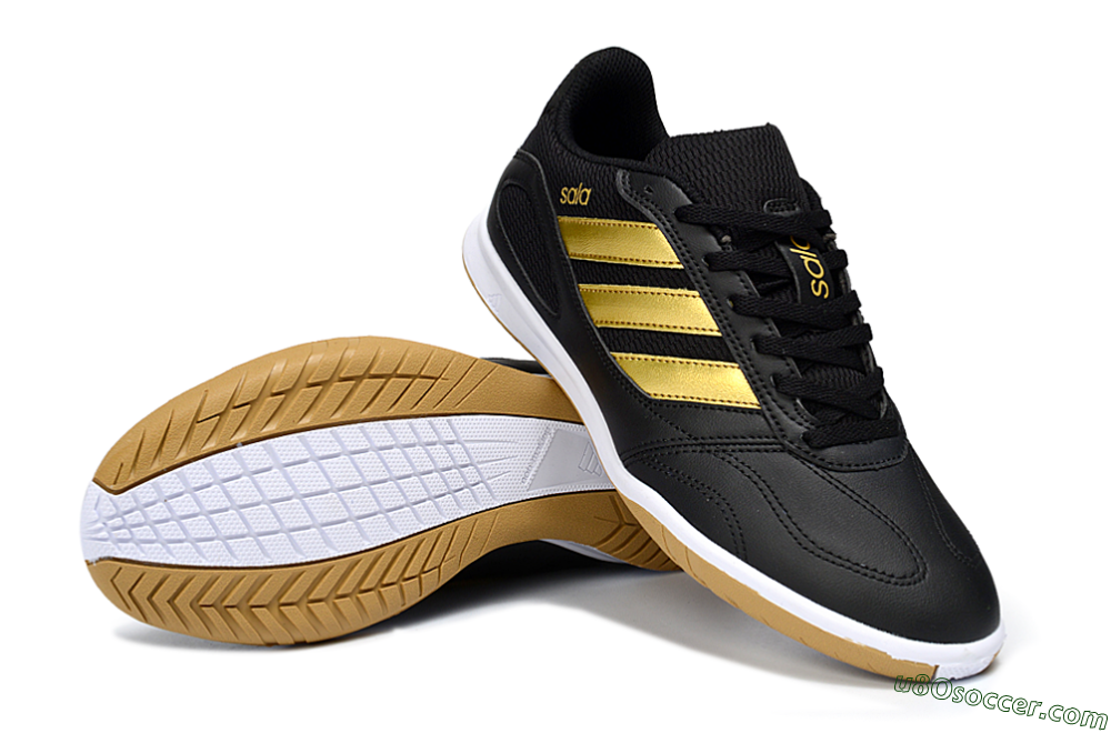 Adidas Top Sala IC Indoor & Futsal Soccer Shoes - Black/Gold Accent/Gum Sole 3