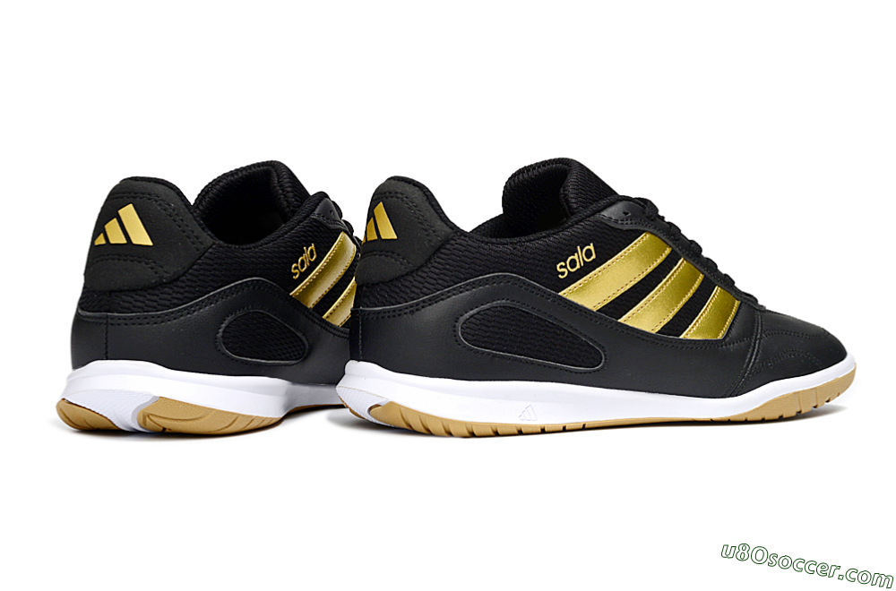 Adidas Top Sala IC Indoor & Futsal Soccer Shoes - Black/Gold Accent/Gum Sole 6