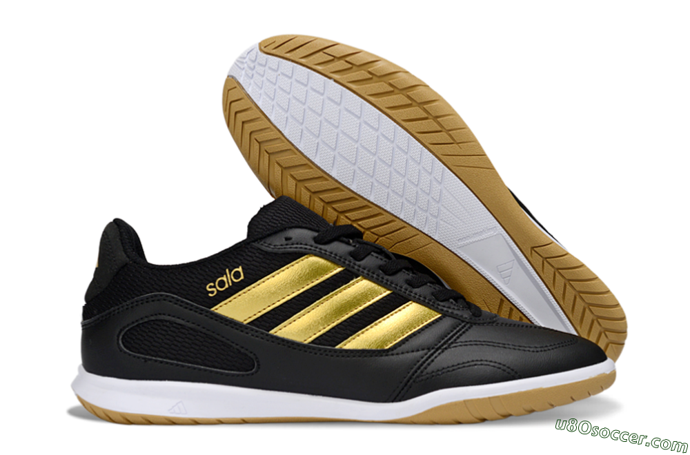 Adidas Top Sala IC Indoor & Futsal Soccer Shoes - Black/Gold Accent/Gum Sole 1