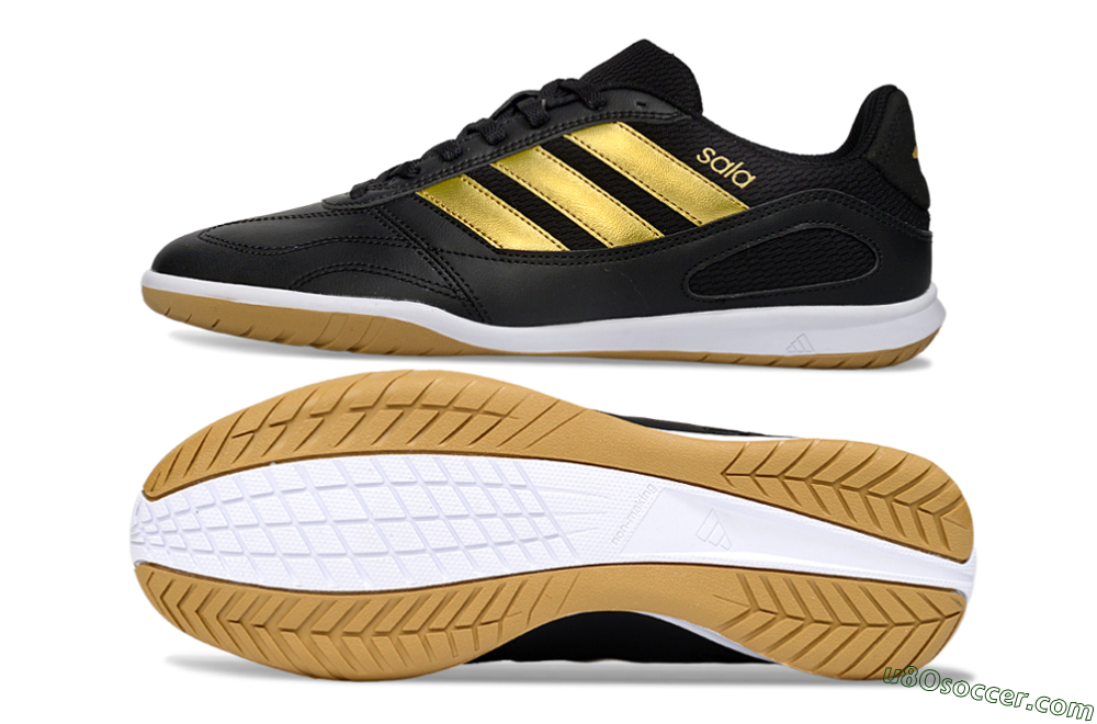 Adidas Top Sala IC Indoor & Futsal Soccer Shoes - Black/Gold Accent/Gum Sole 0