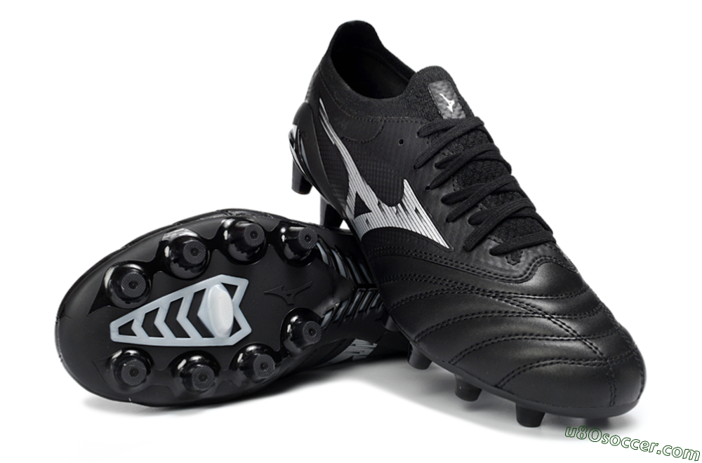 Mizuno Morelia Neo 4 FG Firm Ground Soccer Cleats - Black/Midnight Black/Sleek Silver 3
