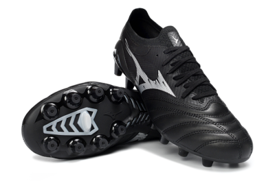 Mizuno Morelia Neo 4 FG Firm Ground Soccer Cleats - Black/Midnight Black/Sleek Silver
