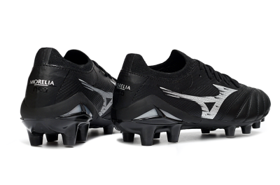 Mizuno Morelia Neo 4 FG Firm Ground Soccer Cleats - Black/Midnight Black/Sleek Silver