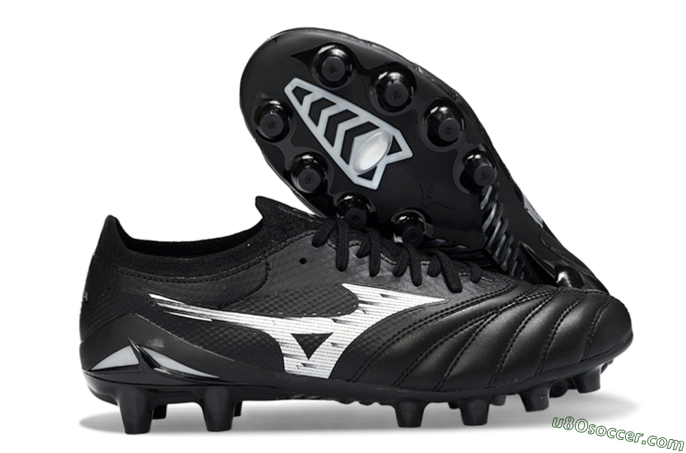 Mizuno Morelia Neo 4 FG Firm Ground Soccer Cleats - Black/Midnight Black/Sleek Silver 1