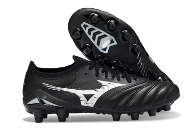 Mizuno Morelia Neo 4 FG Firm Ground Soccer Cleats - Black/Midnight Black/Sleek Silver