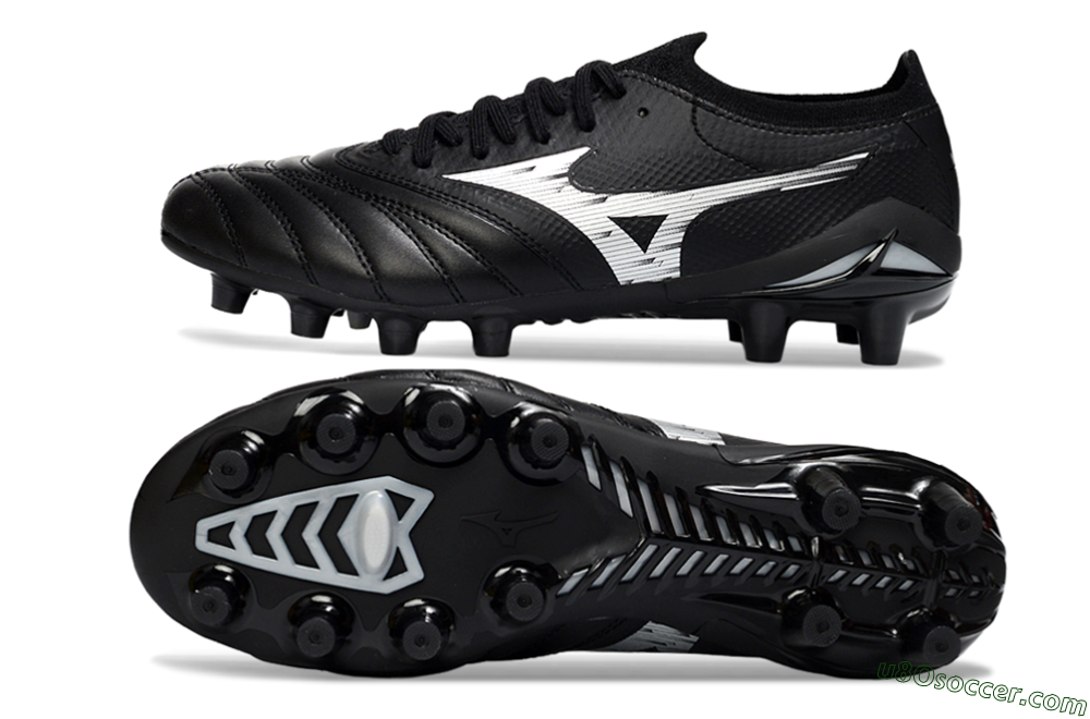 Mizuno Morelia Neo 4 FG Firm Ground Soccer Cleats - Black/Midnight Black/Sleek Silver 0