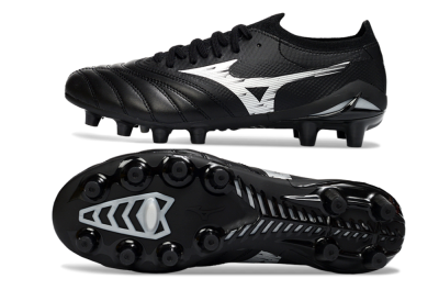 Mizuno Morelia Neo 4 FG Firm Ground Soccer Cleats - Black/Midnight Black/Sleek Silver