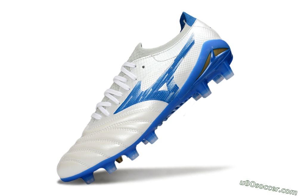 Mizuno Morelia Neo 4 FG Firm Ground Soccer Cleats - White/Sky Blue/Royal Blue 5