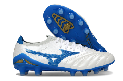 Mizuno Morelia Neo 4 FG Firm Ground Soccer Cleats - White/Sky Blue/Royal Blue
