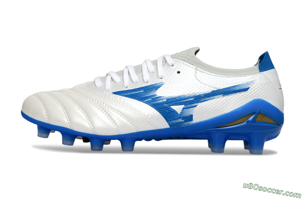 Mizuno Morelia Neo 4 FG Firm Ground Soccer Cleats - White/Sky Blue/Royal Blue 2