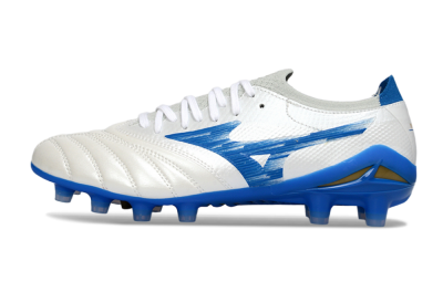 Mizuno Morelia Neo 4 FG Firm Ground Soccer Cleats - White/Sky Blue/Royal Blue