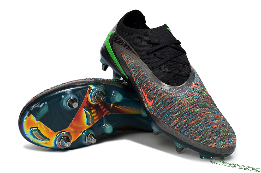 Nike Phantom 6 Low Elite SG Soft Ground Soccer Cleats - Black/Vibrant Green/Fiery Red 3