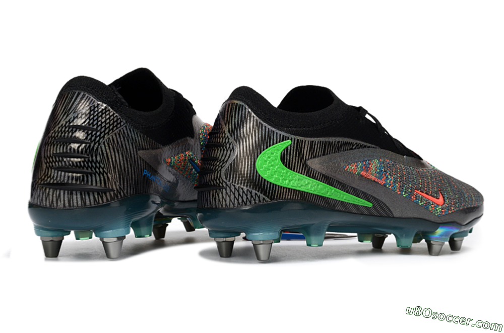 Nike Phantom 6 Low Elite SG Soft Ground Soccer Cleats - Black/Vibrant Green/Fiery Red 6