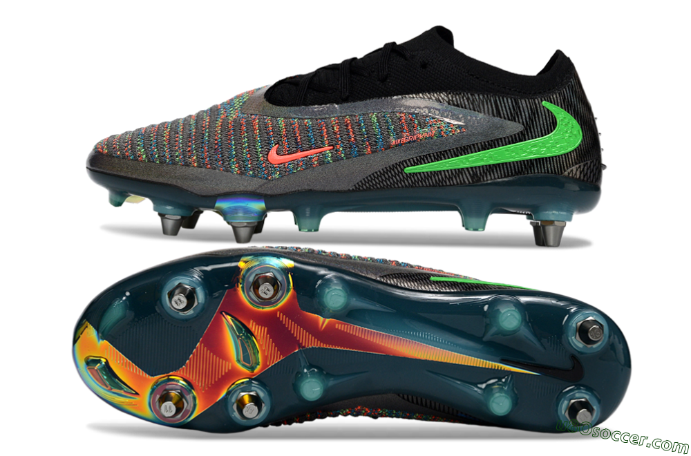 Nike Phantom 6 Low Elite SG Soft Ground Soccer Cleats - Black/Vibrant Green/Fiery Red 0