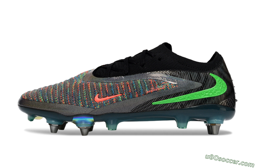 Nike Phantom 6 Low Elite SG Soft Ground Soccer Cleats - Black/Vibrant Green/Fiery Red 2