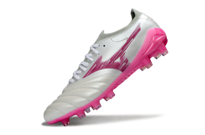 Mizuno Morelia Neo 4 FG Firm Ground Soccer Cleats - White/Electric Pink/Metallic Silver