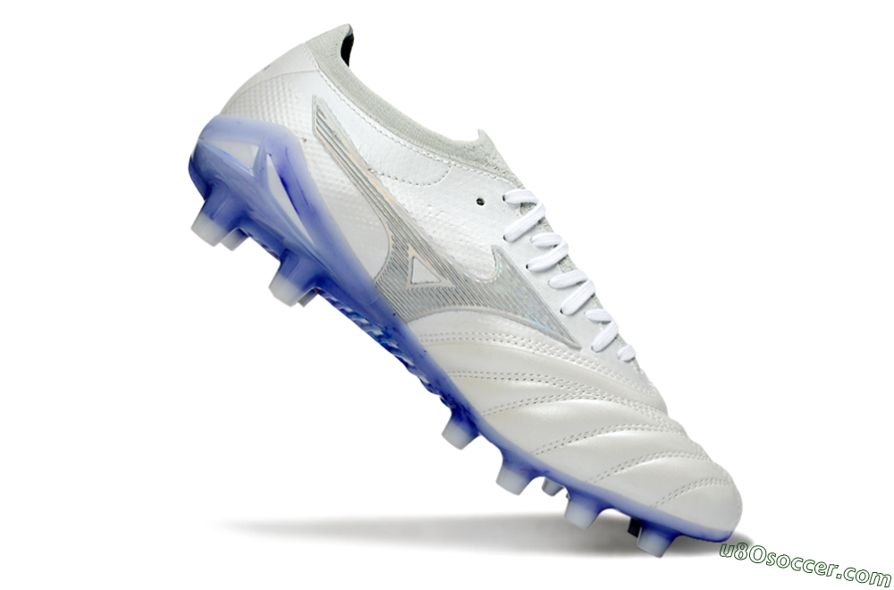 Mizuno Morelia Neo 4 FG Firm Ground Soccer Cleats - White/Sky Blue/Deep Purple 4