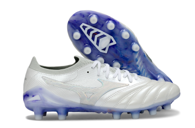 Mizuno Morelia Neo 4 FG Firm Ground Soccer Cleats - White/Sky Blue/Deep Purple