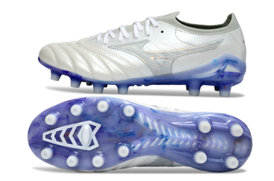 Mizuno Morelia Neo 4 FG Firm Ground Soccer Cleats - White/Sky Blue/Deep Purple