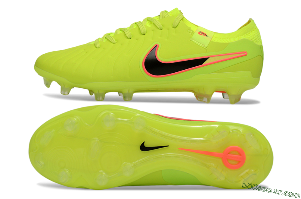 Nike Tiempo Legend 10 Elite FG Firm Ground Soccer Cleats - Yellow/Electric Green/Pink Accent 0