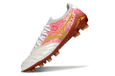 Mizuno Morelia Neo 4 FG Firm Ground Soccer Cleats - White/Scarlet Red/Copper Brown