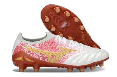 Mizuno Morelia Neo 4 FG Firm Ground Soccer Cleats - White/Scarlet Red/Copper Brown