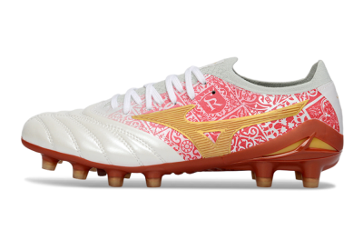 Mizuno Morelia Neo 4 FG Firm Ground Soccer Cleats - White/Scarlet Red/Copper Brown