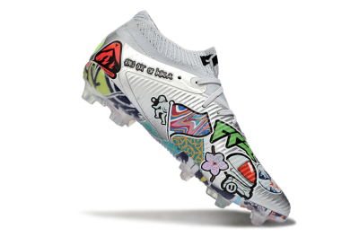Puma Future 8 Ultimate FG Firm Ground Soccer Cleats - Silver/Vibrant Graffiti/Multi-Color Design
