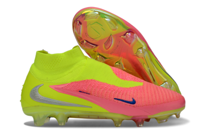 Nike Phantom 6 High Elite FG Firm Ground Soccer Cleats - Pink/Neon Green/Blue