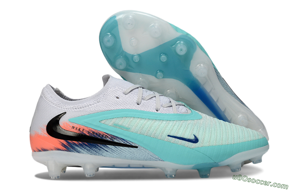 Nike Phantom 6 Low Elite AG Artificial Grass Soccer Cleats - Aqua/Coral Splash/Icy Blue 1
