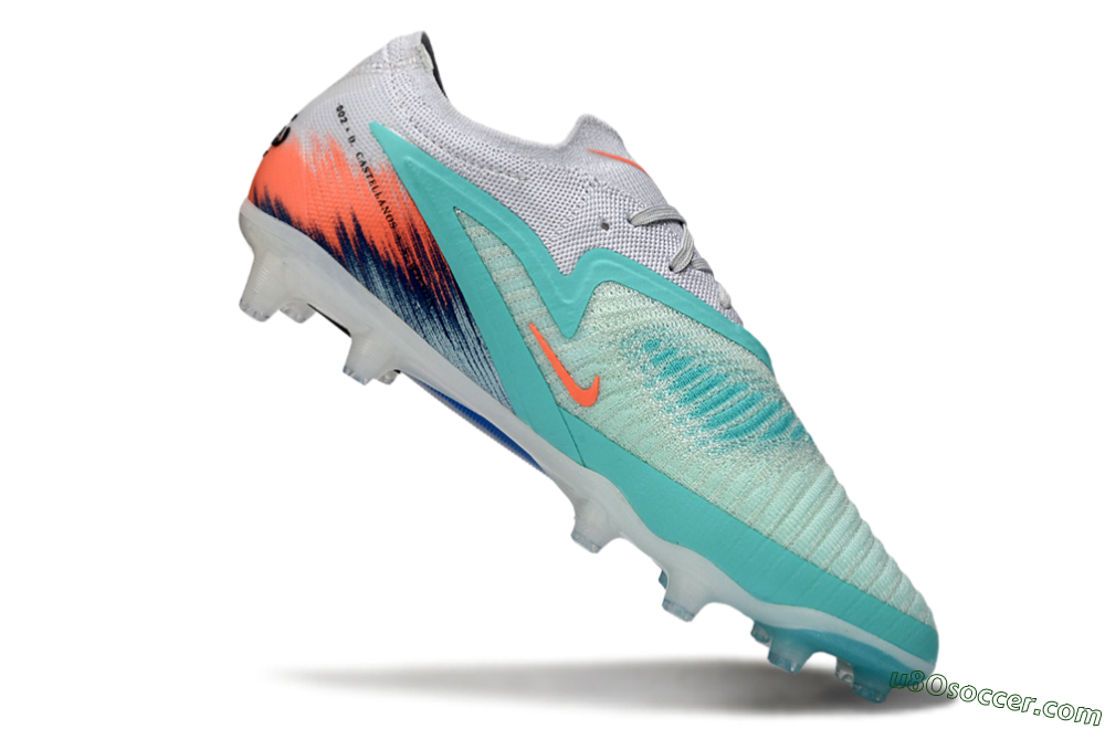 Nike Phantom 6 Low Elite AG Artificial Grass Soccer Cleats - Aqua/Coral Splash/Icy Blue 4