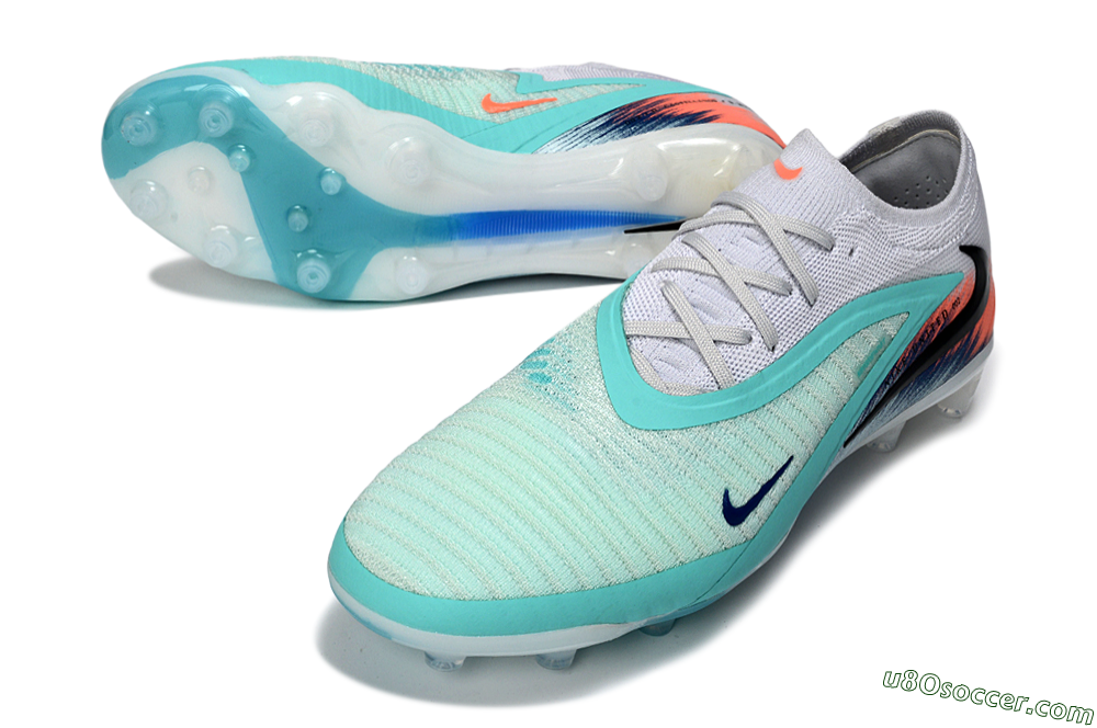 Nike Phantom 6 Low Elite AG Artificial Grass Soccer Cleats - Aqua/Coral Splash/Icy Blue 3