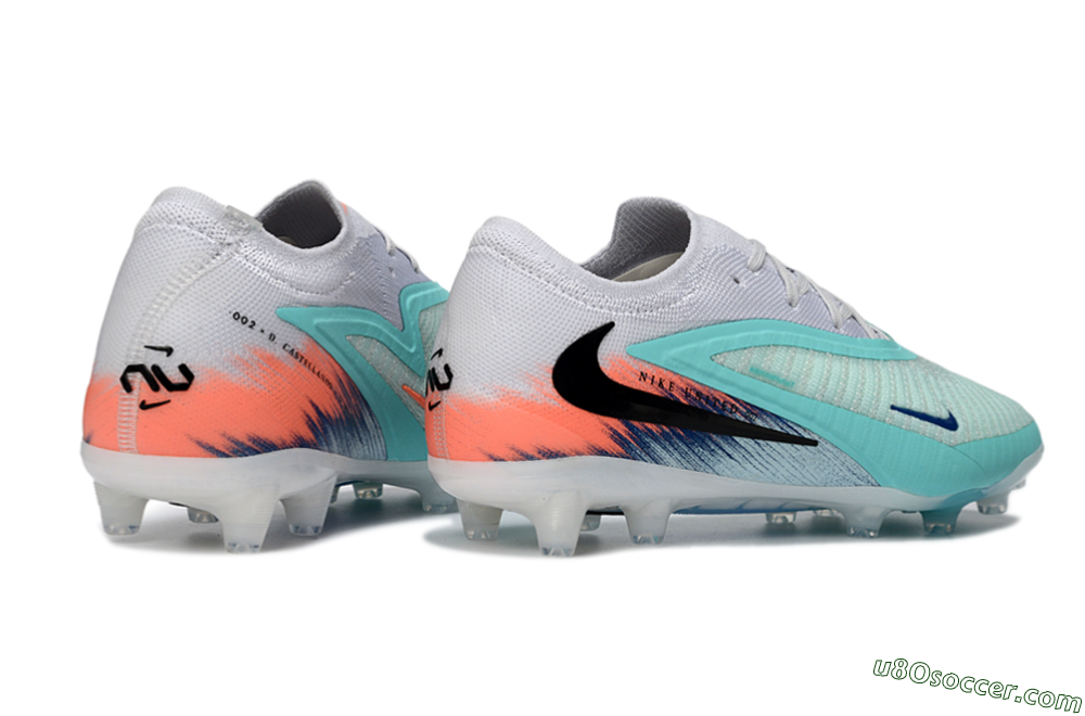 Nike Phantom 6 Low Elite AG Artificial Grass Soccer Cleats - Aqua/Coral Splash/Icy Blue 6